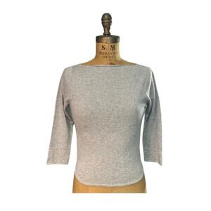 PRINTEMPS *Mint Condition* Vintage S Grey Silk Cashmere Boatneck Knit Top–1990s